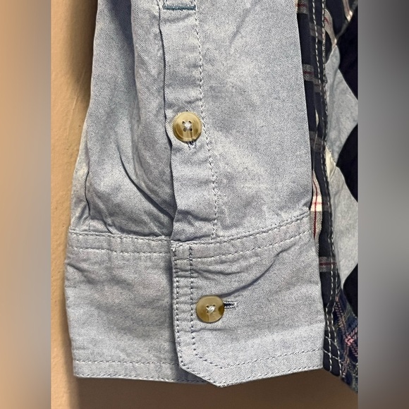 We The Free Argyle Plaid Shirt Oversized Preppy Buttondown Blue Combo NWT - Picture 6 of 6